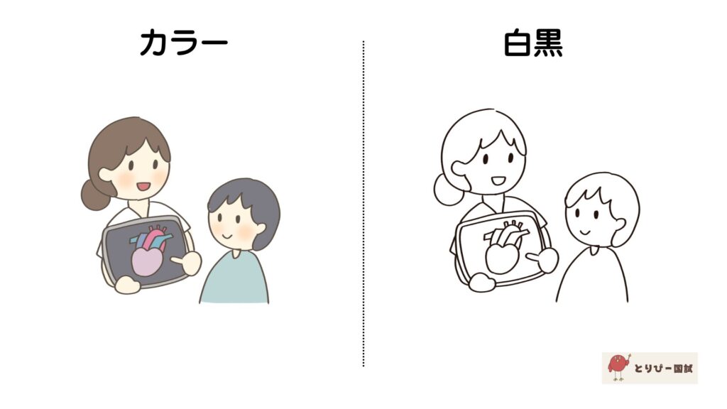 タブレットを使って説明する看護師のフリーイラスト素材|カラーと白黒プレビュー