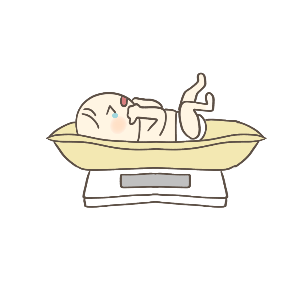体重測定中のかわいい赤ちゃんのフリーイラスト素材