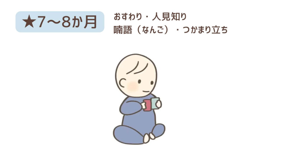 お座りをしてオモチャで遊ぶ赤ちゃんのイラスト