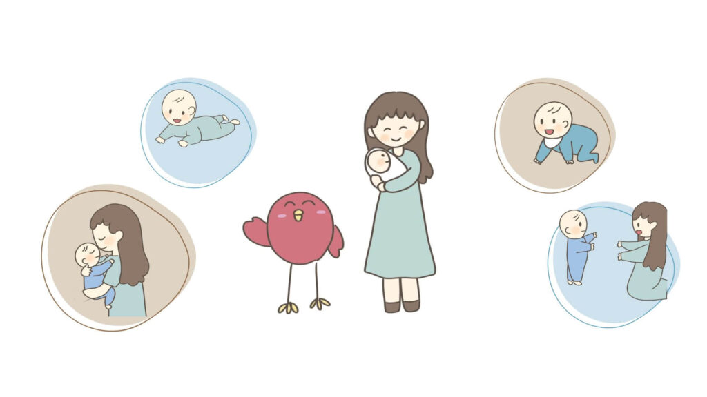 0歳~1歳の成長発達のまとめイラスト