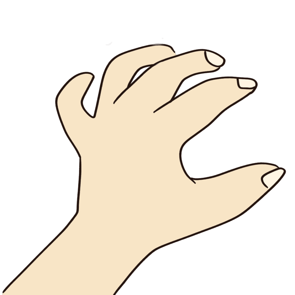 わかりやすい鷲手（尺骨神経麻痺の症状）のフリーイラスト素材