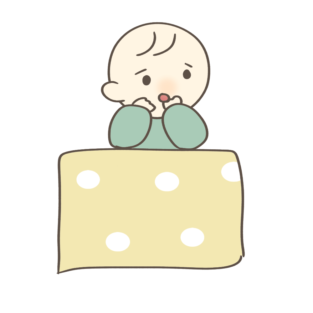 不安な顔で辺りを見回すかわいい赤ちゃんのフリーイラスト素材